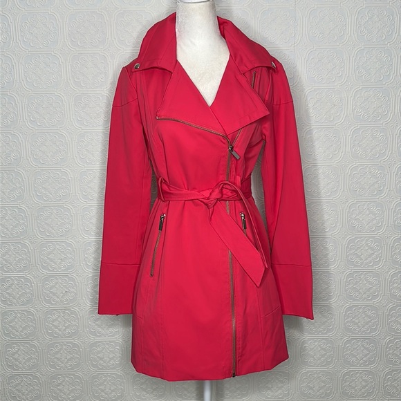 New York & Company Jackets & Blazers - New York & Company | Belted Diagonal Zipper, Knee Length Trench Coat,Bri…